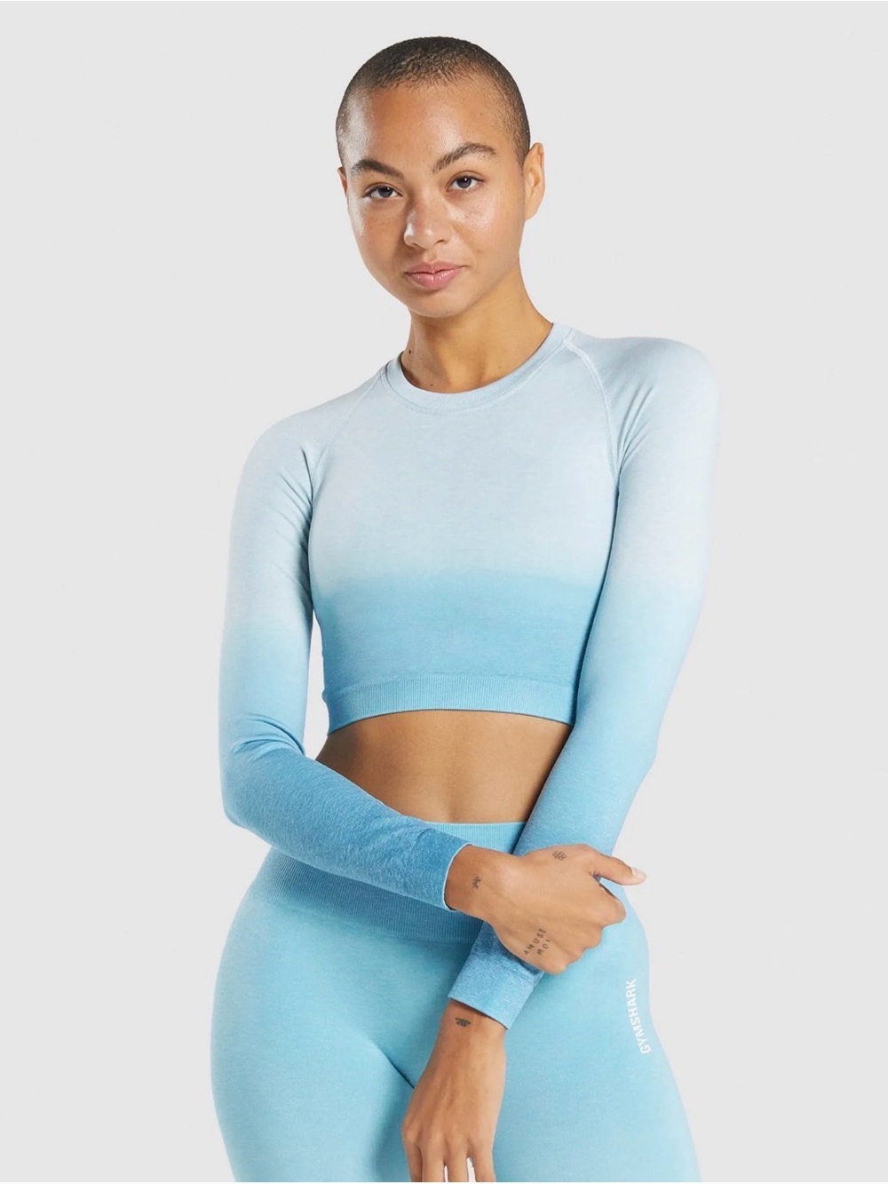 GYMSHARK ADAPT OMBRE SEAMLESS LONG SLEEVE CROP TOP S